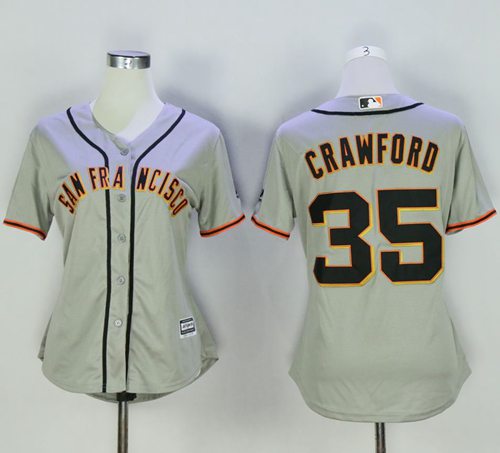 Giants #35 Brandon Crawford Grey Women's Road Stitched MLB Jersey - Click Image to Close